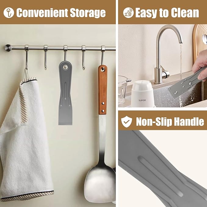 6pcs Flexible Plastic Putty Knife Set - 1.5 Inch Wide Scraper for Wall Repair, Spackling, Drywall Taping & Painting Projects (Grey)