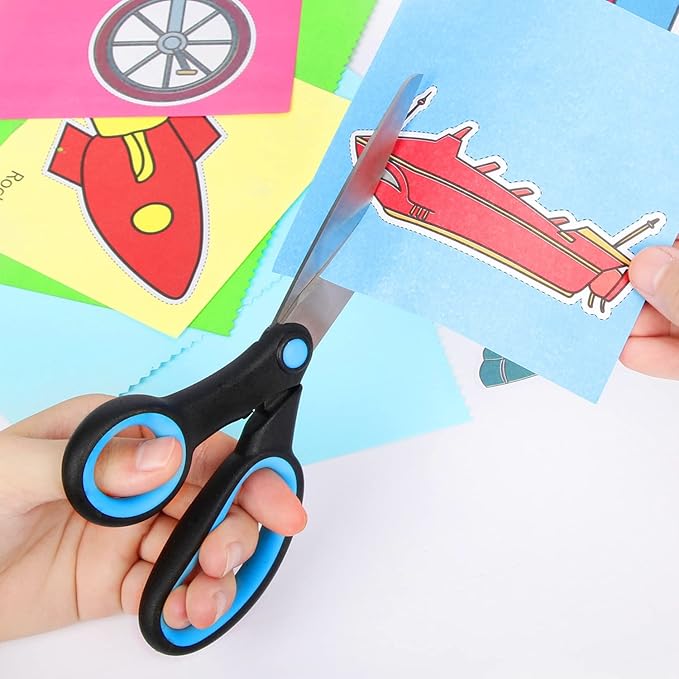 Left Handed Scissors for Adults, 8 Inch Lefty Scissors Bluk for big Kids Student, All Purpose Sharp Blades Shears Set(3 pcs), Great for Craft, Office, Sewing Fabric, Arts, School and Home, Black/Blue
