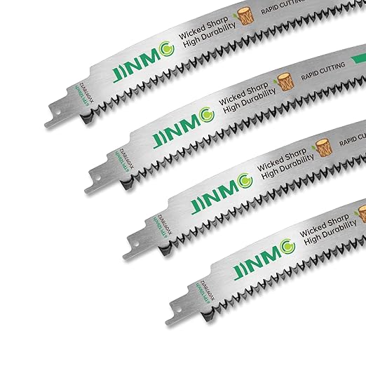 12-Inch Arc Curved Reciprocating Saw Blades for Tree Trimming & Wood Pruning – 6 TPI, 4 Pieces, Ideal for Wet & Dry Wood Cutting, Sawzall Blades for Trees
