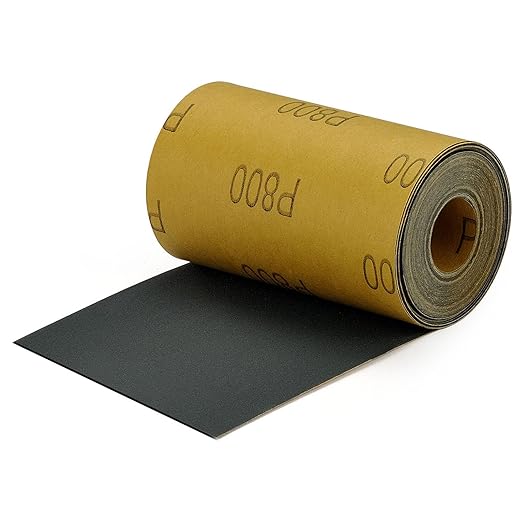 MAXMAN 800 Grit Sandpaper Roll, Silicon Carbide Wet Dry Longboard Sand Paper, 3-2/3" Wide Continuous 11 Yard Long Continuous Roll, for Auto, Wood, Metal Sanding Polishing, Hand Sanding Blocks
