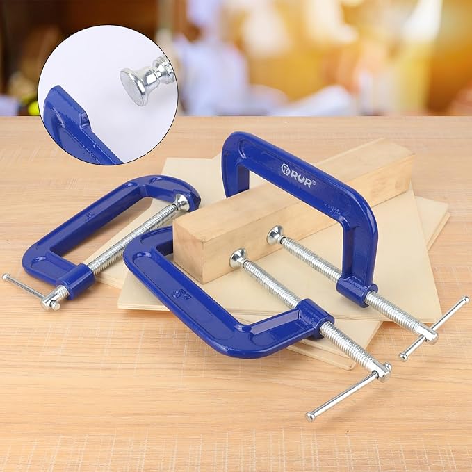 4 Pack 5 Inch Blue C-Clamp - Heavy Duty Iron C Clamps, C-Clamp for Woodworking, Brake Calipers, Maintain, Building, DIY Project