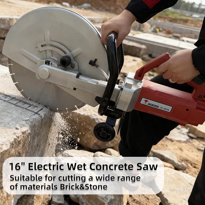JKCHENPRO 3500W Electric Concrete Saw - 16" Cut-Off Saw with Diamond Blade, 6.1" Max Cutting Depth, 110V Power for Asphalt & Masonry