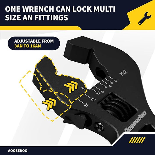 Adjustable AN Wrench AN Fittings Spanner 3AN-16AN Lightweight Aluminum Hex Jaws Small Black. With a Double Hose End Fitting Wrench 6AN Socket-AN8 B-nut Blue