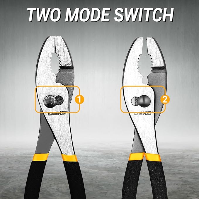DEKOPRO 10 inch Slip Joint Pliers, Plier with Rubber Grip Handle, High Carbon Steel Plier Tools - Rust Resistant Finish