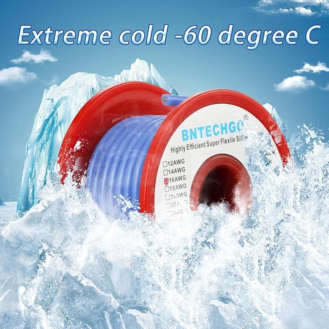 BNTECHGO 16 Gauge Silicone Wire Spool 25 ft Blue Flexible 16 AWG Stranded Tinned Copper Wire