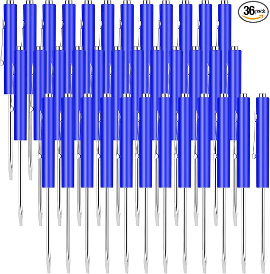36 Pieces Pocket Screwdriver Mini Tops and Pocket Clips Magnetic Slotted Small Screw Driver with a Single Blade Head for Mechanical, Electrician (Blue)