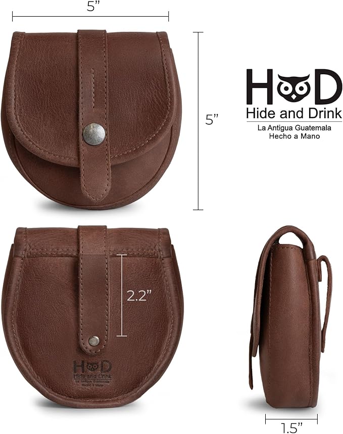 Hide & Drink, Bushcraft Leather Pouch Handmade from Full Grain Leather - Waist Holster Bag, Conveniently Attaches to Belt - Accessory for Storing Tools and Equipment for DIY Projects - Bourbon Brown