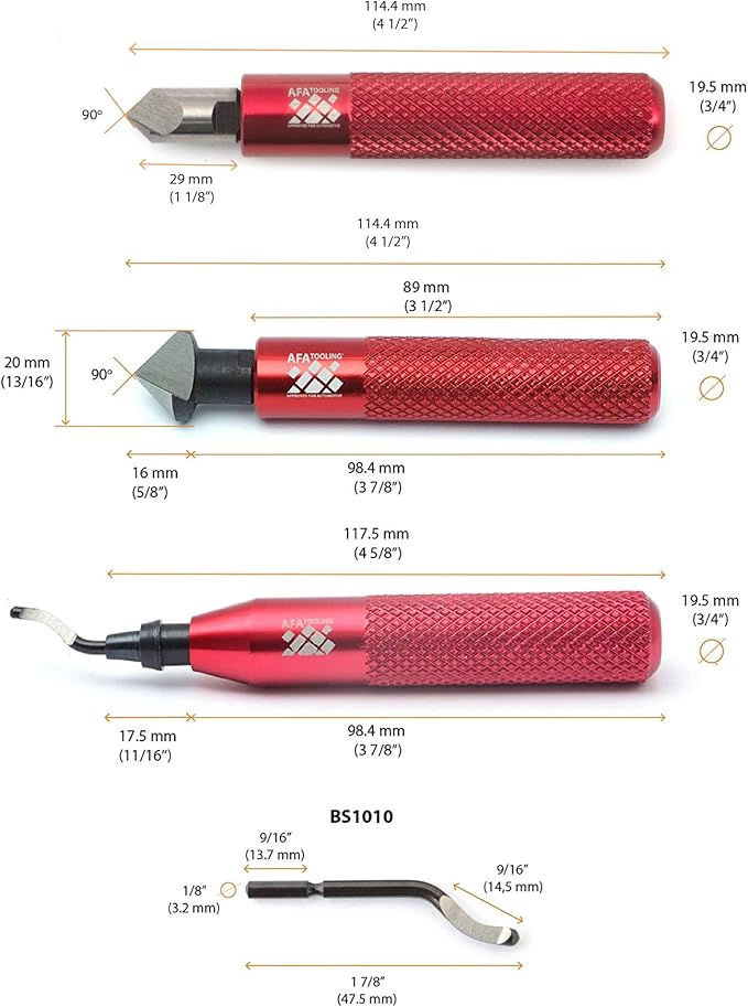 AFA Tooling - Deburring Tool & 2 Countersink Hand Reamers with 10 Blades - Works on Metal, Resin, PVC Pipes, Copper, Plastic and 3D Printed Edges - Plumbing & 3D Printing Burr Removal Reamer Tool