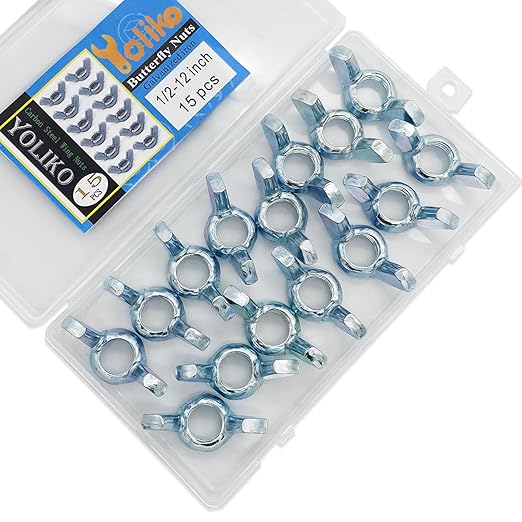 15 PCS 1/2-12 Inch Wingnuts, Quality Carbon Steel Wing Nuts Zinc Plated Fasteners Parts Butterfly Nut, Hand Twist Tighten Hardware Nuts Butterfly Wing-Nut 1/2-12??Assorted Kit