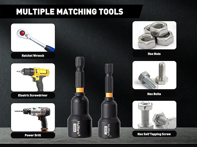 MulWark 29 Piece Magnetic Nut Driver Set, Impact drill socket adapter, SAE, and Metric Nut Driver Set Includes Magnetic Bit Holder, Quick Release Extension with Storage Bag ??Christmas Gift