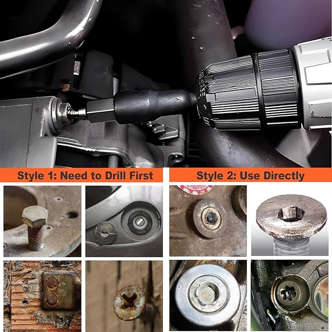 Screw Extractor Drill Bit Set,Chrome Molybdenum Alloy Steel Screw Remover for Removing Stripped Screws and Broken Bolts Ez Out Stripped Rounded-Off Damaged Bolts Screws&Studs Removal Tool