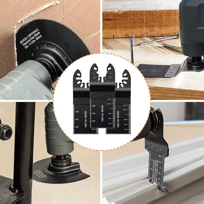 Intpro 40 Oscillating Tool Saw Blades Universal Wood Multitool Blade Quick Release Fits Porter Cable Black & Decker Rockwell Ridgid Ryobi Milwaukee DeWalt Chicago Craftsman