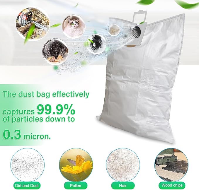 10 Pack 496186 Selfclean Filter Vacuum Bags For Festool CT 36, CTL 36, CTM 36 Dust Extractor Bag for Festool Vacuum Cleaner, Shop Vac Bags, Large Capacity Dust Collector Bag for Woodworking Workshops