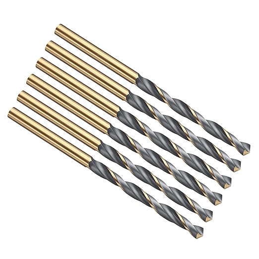 PATIKIL 4.5mm Drill Bit, Jobber Straight Shank 4341 High-Speed Steel 118째 Black and Gold Finish for Medium-Hard Metal Steel Acrylic - 6 Pack