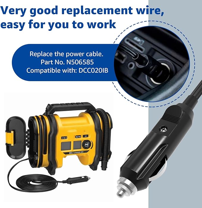13FT N506585 for DeWalt Inflator Cord,Replacement for DCC020IB Inflator Power Supply