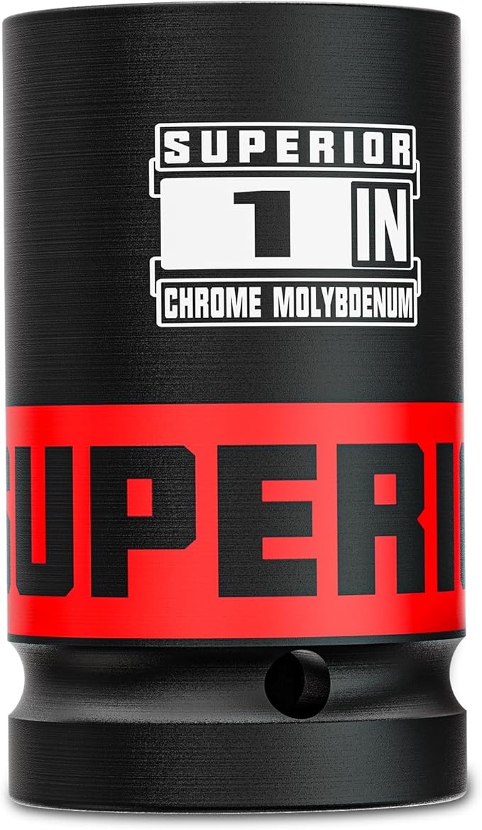 3/4" Drive Impact Socket, 1 Inch Deep Socket, SAE Axle Nut Socket, 6 Point, CR-MO, Automotive, Truck Maintenance, Heavy Equipment Repair