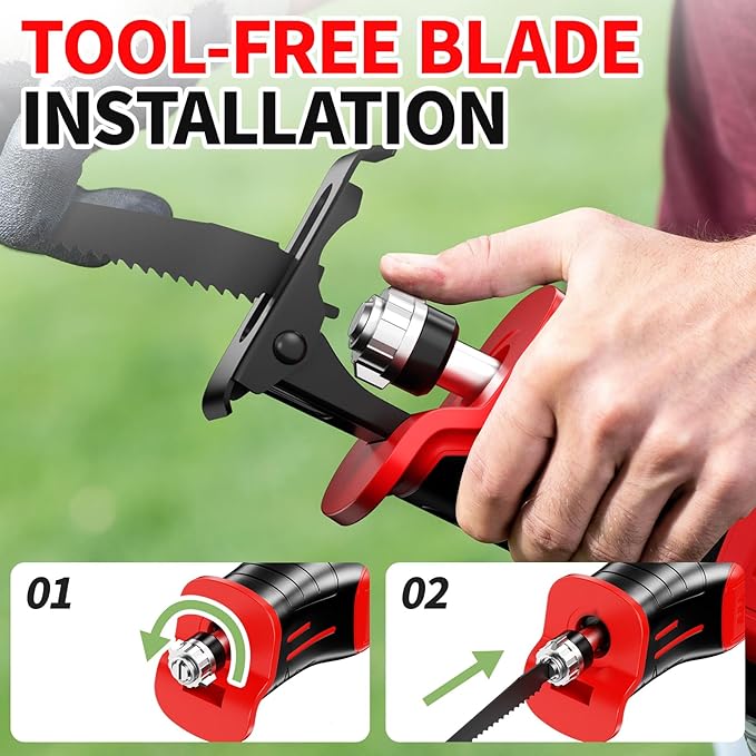 Reciprocating Saw Cordless, Brushless Recipro Saw 0-3500 SPM, Cordless Saws with 2 * 2.0Ah Battery & 4 Blades, Battery Powered Reciprocating Saws for Wood/Metal/Plastic Cutting