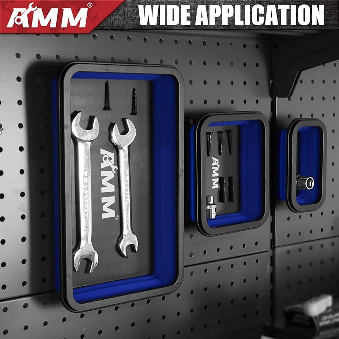 AMM Foldable Magnetic Parts Tray Set, 3 Different Size Magnetic Tool Trays for Bolts Screws Nuts & Small Metal Parts, Mechanic Tool Present for Men竊똁lue
