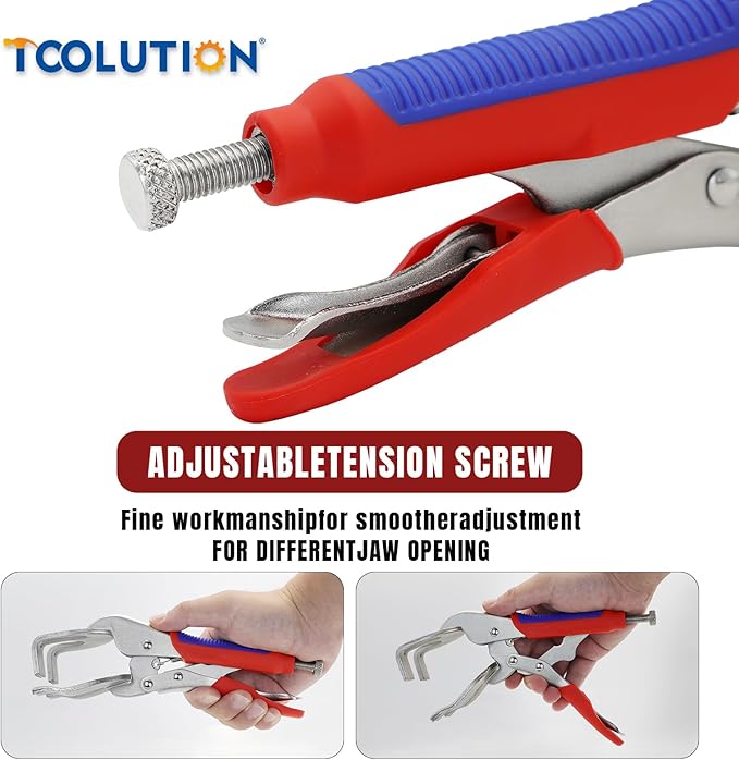 10" Locking Pliers - Quick-Release Welding Clamps with U-Shaped Jaws, Ergonomic Grip for Metalworking, Grinding & DIY Projects