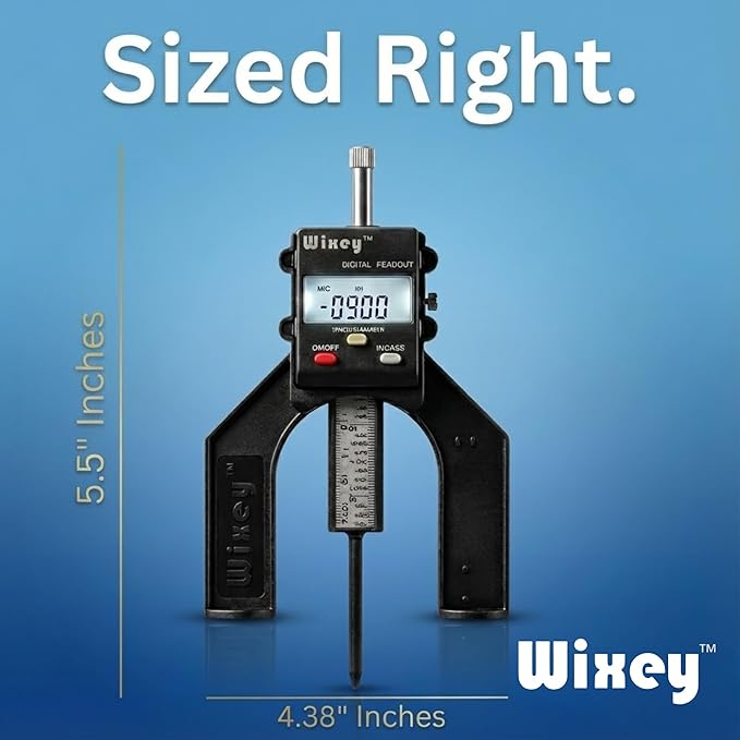 Wixey Mini Digital Height Gauge ??Durable Easy-Read Digital Depth Gauge ??Precise Accurate Height Measurement Tool for Router & Table Saw ??Compact Measuring Tools for Woodworking Projects