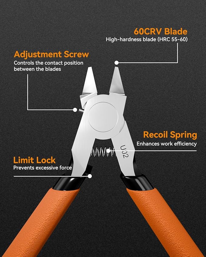 Model Nippers with Ultra-thin Single Edge, Uleey 4.9 inch Sprue Cutter for Beginners, Model Cippers for Plastic Model Building and Fixing (Orange)