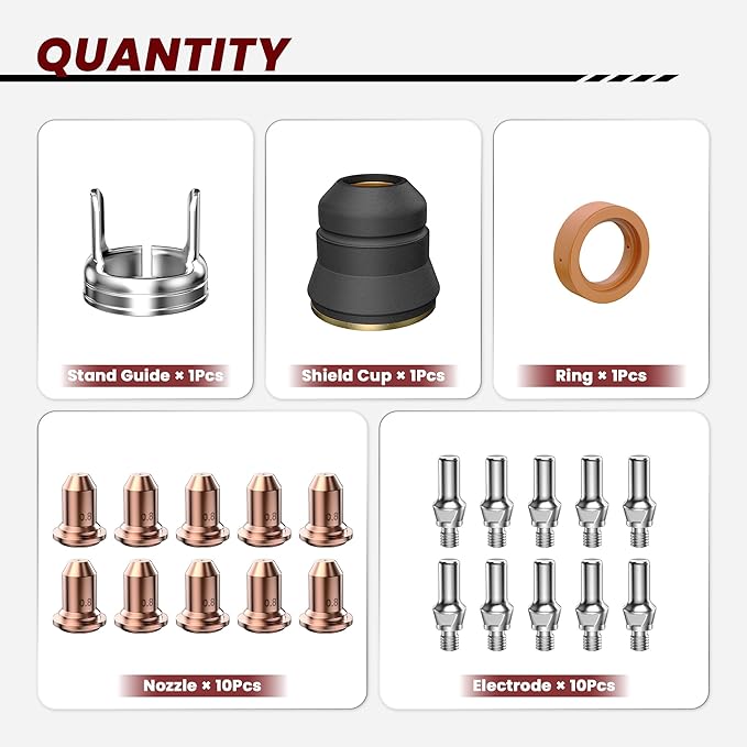 bestarc Blow Back Plasma Cutter Torch Consumables, 23Pcs Cutting Torch Tip Nozzles Kit with Suitcase For BTC500XP, BTC650XP, CUT55XP, CUT60XP, CUT-65DS PRO CUT-60DS PRO, CUT-55DS PRO