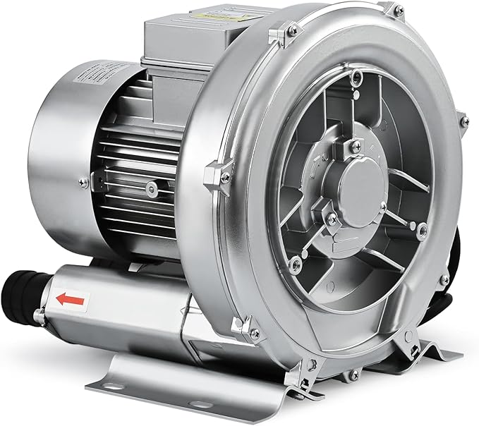 1HP Regenerative Blower, 85CFM 110V 60Hz Single Phase, High-Pressure Vortex Ring Blower, Industrial Vacuum Pump for Air Blowing Or Suction for Sewage Aeration Aquarium Fish Pond, Silver