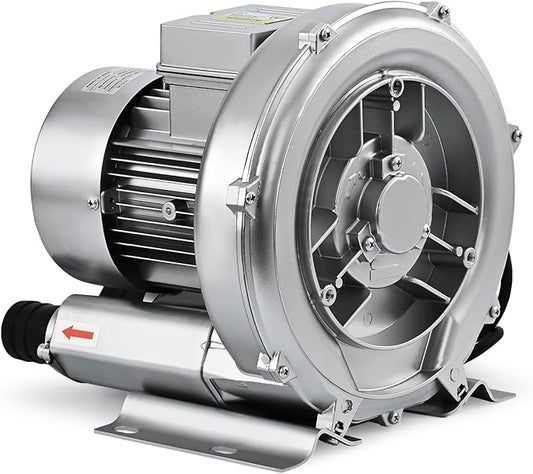 1HP Regenerative Blower, 85CFM 110V 60Hz Single Phase, High-Pressure Vortex Ring Blower, Industrial Vacuum Pump for Air Blowing Or Suction for Sewage Aeration Aquarium Fish Pond, Silver