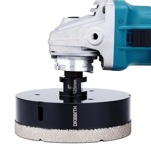 DKIBBITH 6" Dry Diamond Core Drill Bit, Tile Hole Saw for Ceramic Porcelain Granite Quartz Marble Tiles Stone Brick Glass Block with 5/8-11 Thread Fit Angle Grinders, 152mm Black
