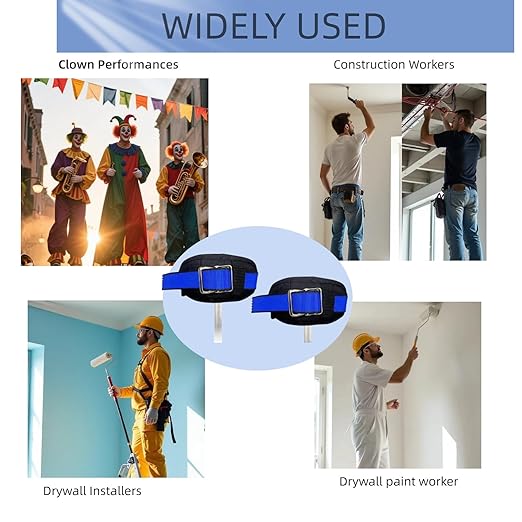 Drywall Stilt Replacement Parts - 2Pcs Replacement Straps + 2Pcs Comfort Stilt Pads Set 竊똍ylon Adjustable Stilt Leg Straps Protective Padded Leg Bands for Construction, Renovation