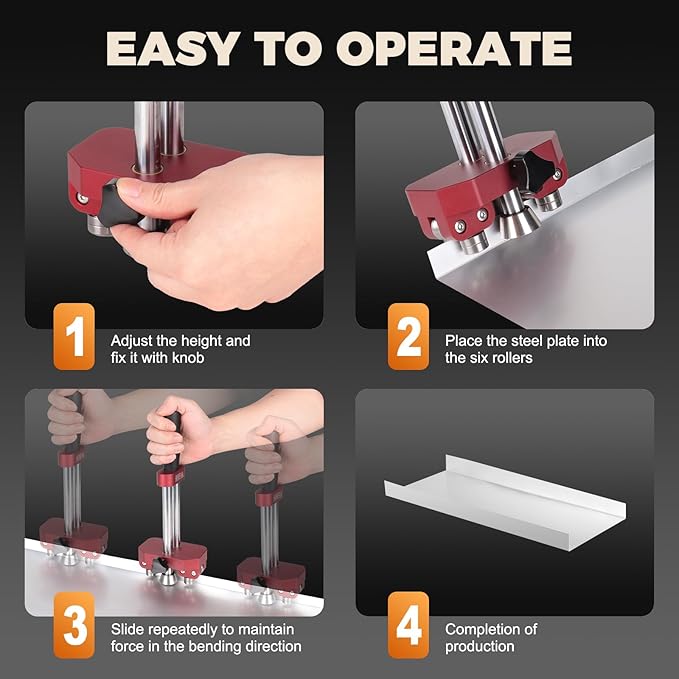 Sheet Metal Bender, Edge Roller Bender for Standing Seam Roofing Tools at 0-90째 Angle, Large Sheet Metal Roller and Bending Tool