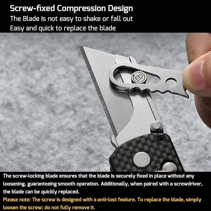 OKNIFE U1 Pro Multitool Folding Utility Knife with Folding Screwdriver, Quick Change Blade, Rail Lock & Pocket Clip for Men Women (Carbon Fiber Black)