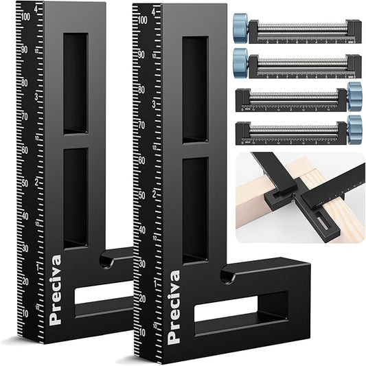 Preciva Corner Clamps for Woodworking, 90 Degree Positioning Squares with 4 C-Clamps, High-Strength Aluminum Alloy for Perfect Right Angle on Cabinets, Frames, Drawers (black-1)
