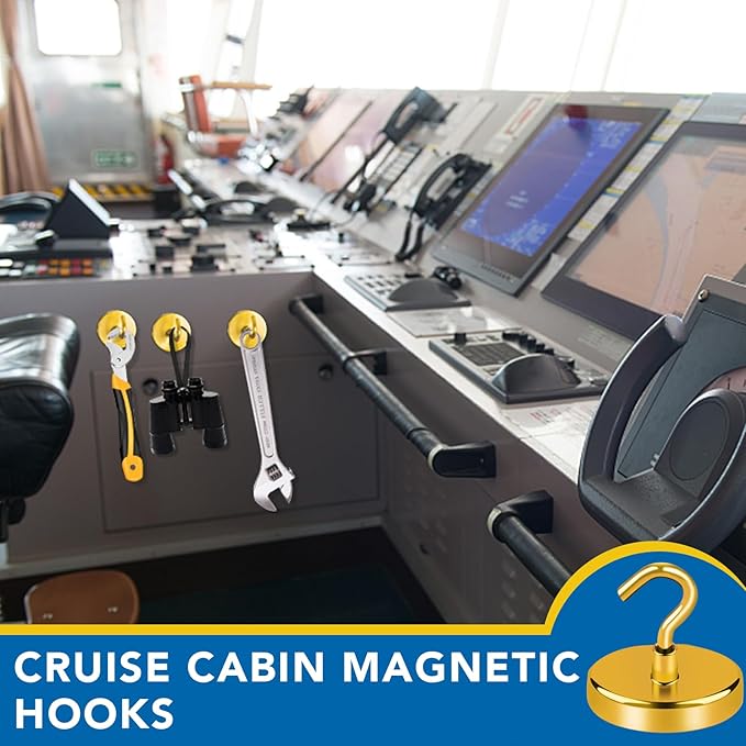 LOVIMAG Cruise Essentials, 170Lbs Cruise Door Magnets, Yellow Magnet Hooks for Cruise Cabin Strong Magnetic Hooks for Hanging, Refrigerator, Celling -6 Pack