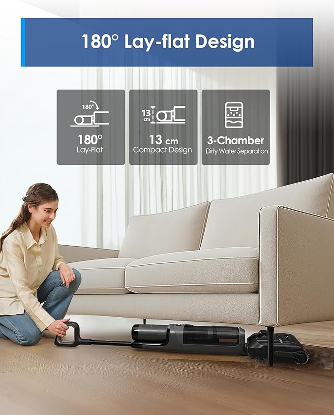 Tineco Floor ONE i6 Stretch Wet Dry Vacuum Cleaner, Vacuum & Mop All in One, 20kpa Powerful Suction, Up to 40 Minutes Runtime, 180째 Lay-Flat, Anti-Tangle Design, Full-Path Self-Cleaning&185??Flashdry