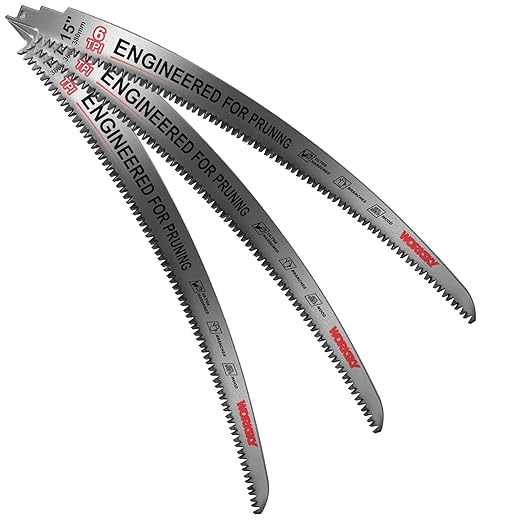15 Inch Japanese Teeth Arc Edge Reciprocating Saw Blade, Curved Edge Wood Pruning Saw Blades 6TPI for Tree Trimming, Wood Cutting, Durable & Sharp, 3 Pieces