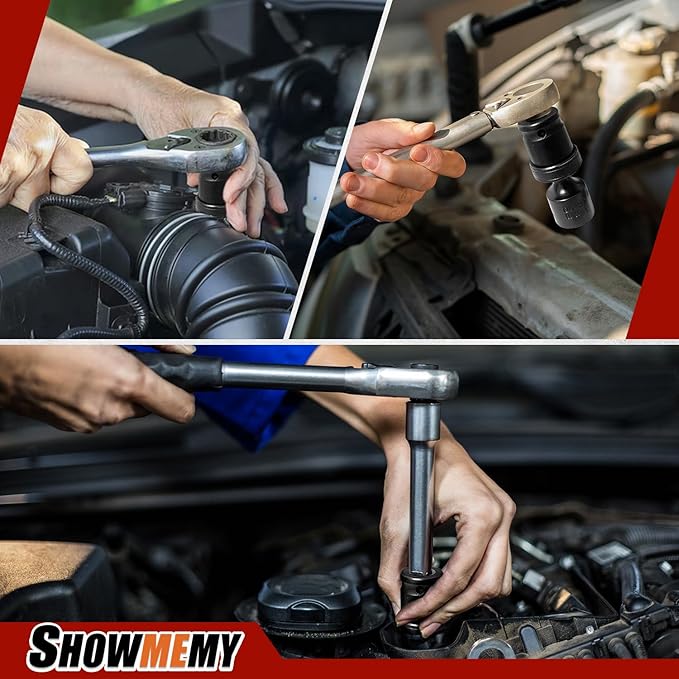 Drive Impact Universal Joint Socket Set, 6 Points, Shallow Swivel Socket Set, Cr-Mo Steel. Heavy Duty Storage Case (Metric 1/4", Metric 1/4")