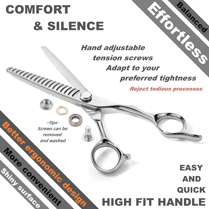 High-end Professional Hair Thinning Scissors Hair Cutting Teeth Shears Barber Hairdressing Texturizing Scissors Extremely Very Sharp 6.3 Inch Dynamic Steel Alloy For Men Women Salon & Home