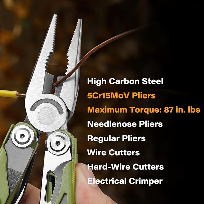 RBLACK Longeron21 Multitool, 21-in-1 Multi Tool Pliers with Safety Locking and Spring-Action Scissors, Heavy-duty Stainless Steel Multi-tool Set with Nylon Sheath for Work, Home, Garden, DIY & Auto