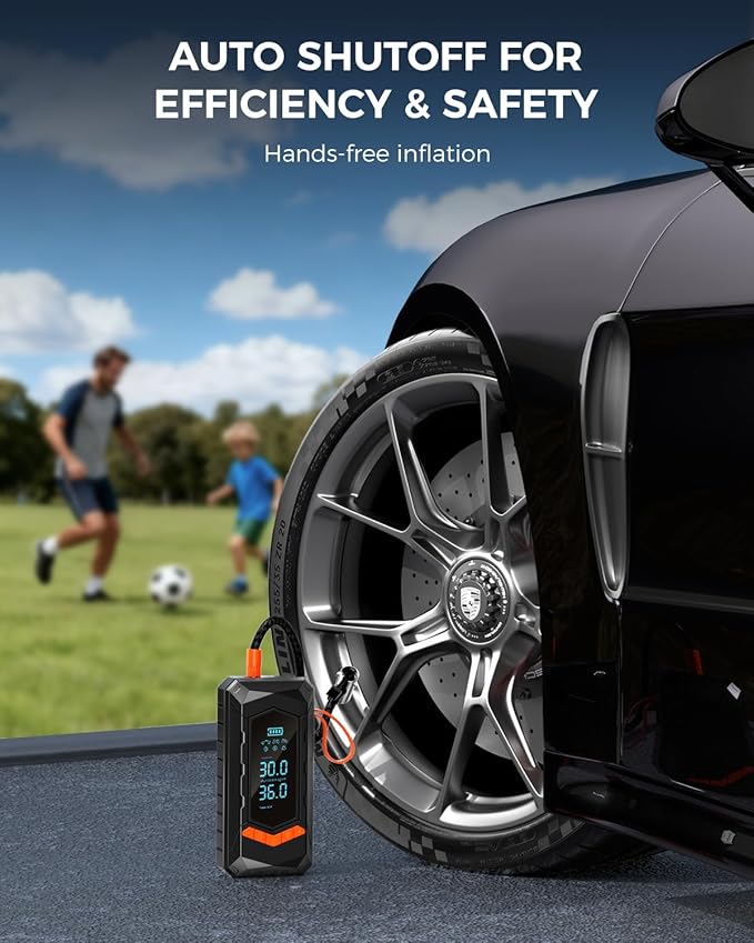 Tire Inflator Portable Air Compressor,160 PSI & 25000mAh Cordless Air Pump for Car Tires with Digital Pressure Gauge&Auto Shut-Off, Tire Pump Portable Tire Inflator for Car, Motorcycle, Bicycle, Ball