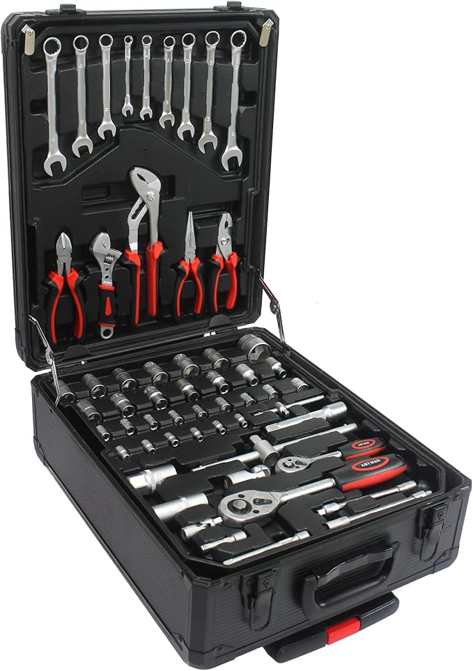 Aokleo 899PCS Tool Set, Household Tool Kit with Rolling Tool Box, Complete Tool Box Set Hand Tool Set with Tool Box, Mechanic Tool Set Rolling Tool Set for Auto Repair/Home Tool Set (Black)