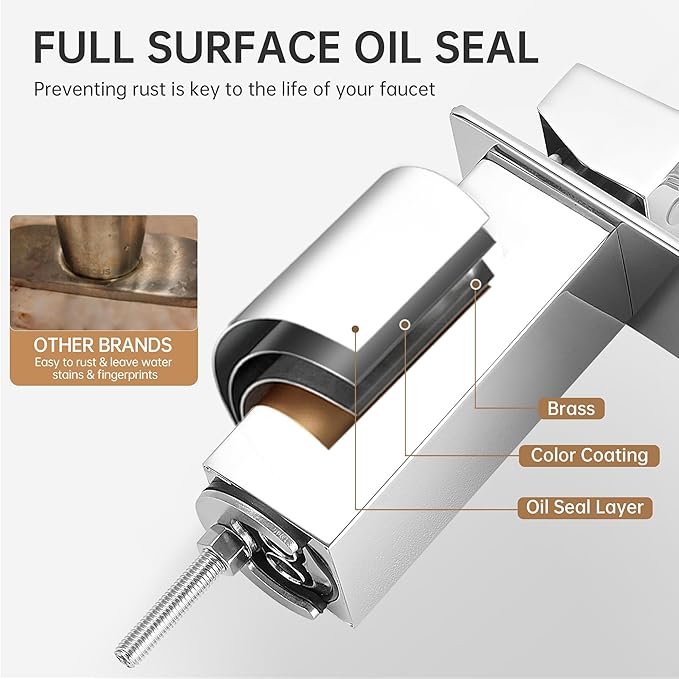 FRANSITON Black Waterfall Bathroom Faucet Lavatory Single Handle 1 or 3 Hole Bathroom Sink Faucet Washbasin Faucet with Deck and Pop-up Drain (Chrome, Short)