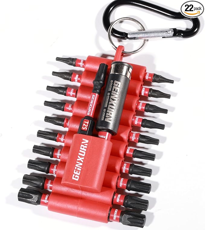 Impact Torx Screwdriver Bits Set,22 Pcs 1"/2" Magnetic (T7-T40) S2 Steel Multi Star Insert Power Bit and Bit Holder with Storage Organizer