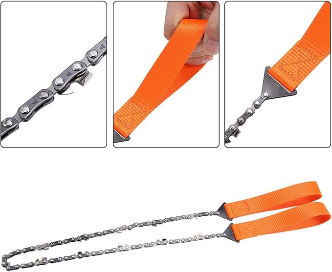 Pocket Chainsaw, 36 Inch Chain Rope Portable Hand Saw with 48 Bi-Directional Teeth chain saw Best Compact Handheld Camping and Survival Chain Saw for Fast Easy Cutting