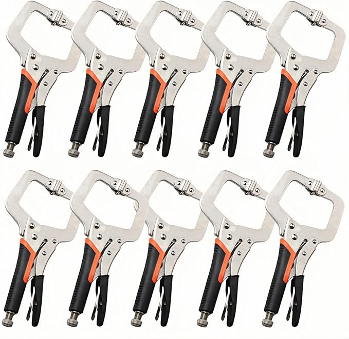 6 inch C Clamp Locking, 10Pcs Heavy Duty Welding Clamps Pliers Set Vise Grip Clamps with Swivel Pad for Electrician Maintenance, Wood Working, Welding and Craftsmen Home Workshop