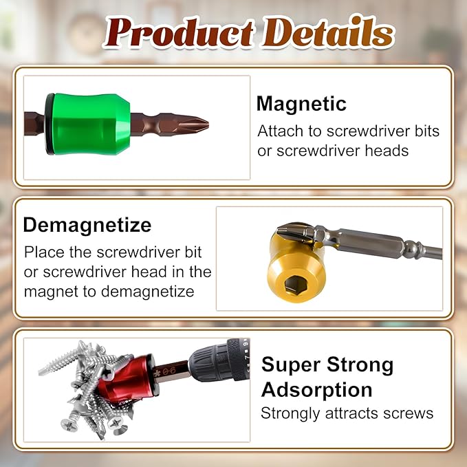 3PCS Magnetic Screw Ring, 3-in-1 Screwdriver Head Magnetic Ring,Screwdriver Head Magnetic Ring with Anti-Slip Design for Drill Tools, Mechanics, Carpenters, Household Repairs