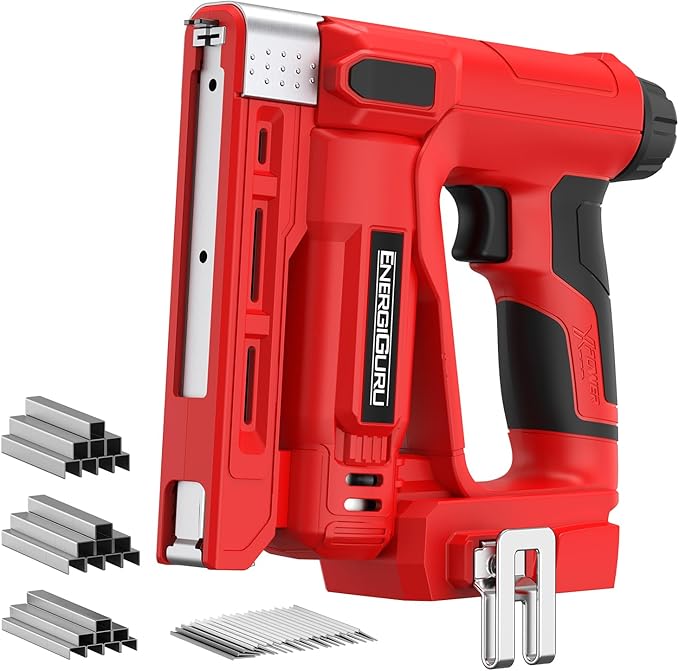 18V Cordless 2-in-1 Brad Nailer & T50 Stapler Gun (Tool Only, Battery Not Included), Lightweight Design, Includes 800 Nails/Staples for Woodworking, Upholstery, DIY Home Renovation