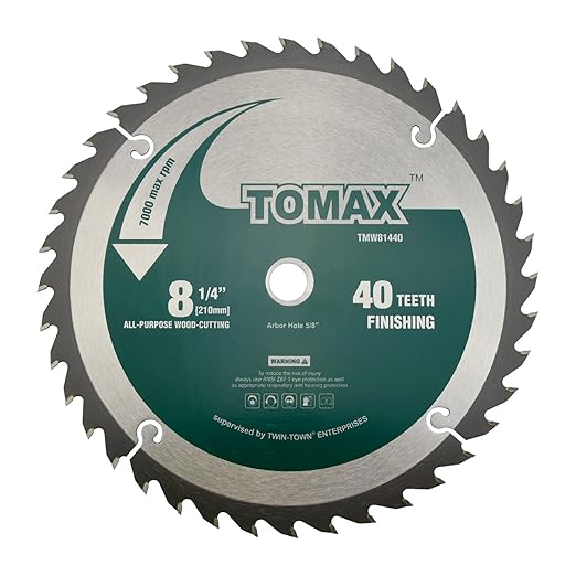 TOMAX 8-1/4-Inch 40 Tooth ATB Finishing Saw Blade with 5/8-Inch DMK Arbor