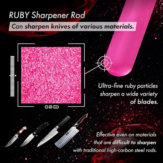 Ruby Sharpener Rod: Durable Knife Sharpener, Harder Than Steel Honing Rod, Japan Product