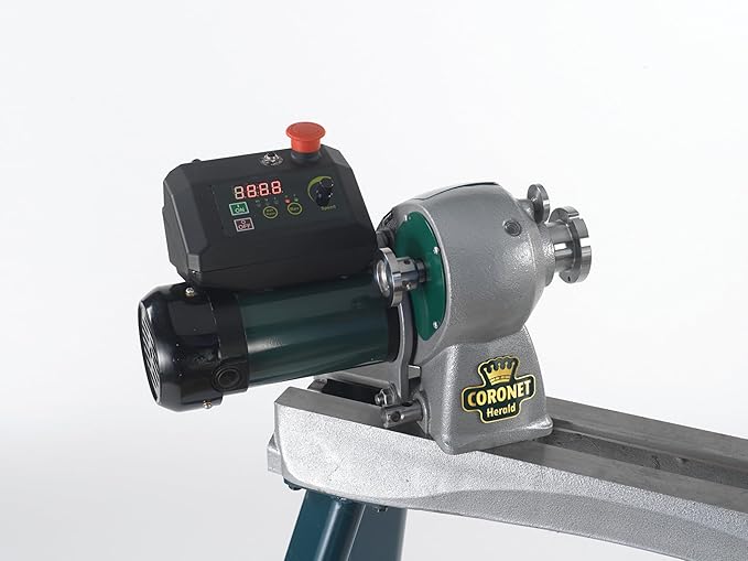 Record Power Coronet Herald Wood Lathe ??Professional Benchtop Lathe with Swivel Head, 1 HP Motor, Variable Speed 95??890 RPM, 1-1/4" Spindle Thread, Compact Design with Heavy-Duty Build
